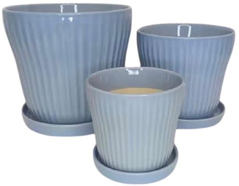 Bombora - Akira Banded Pot with Saucer - Sky Blue