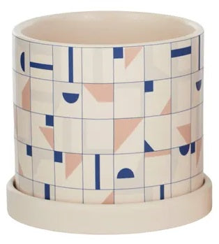 Moderne Ceramic Pot With Saucer