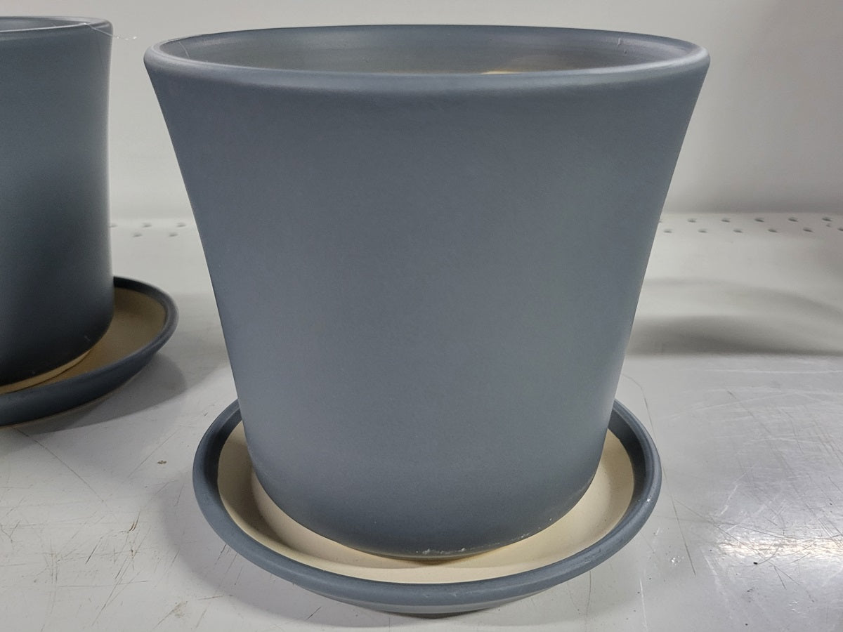 Bombora - Nova Cone Pot with Saucer - Grey