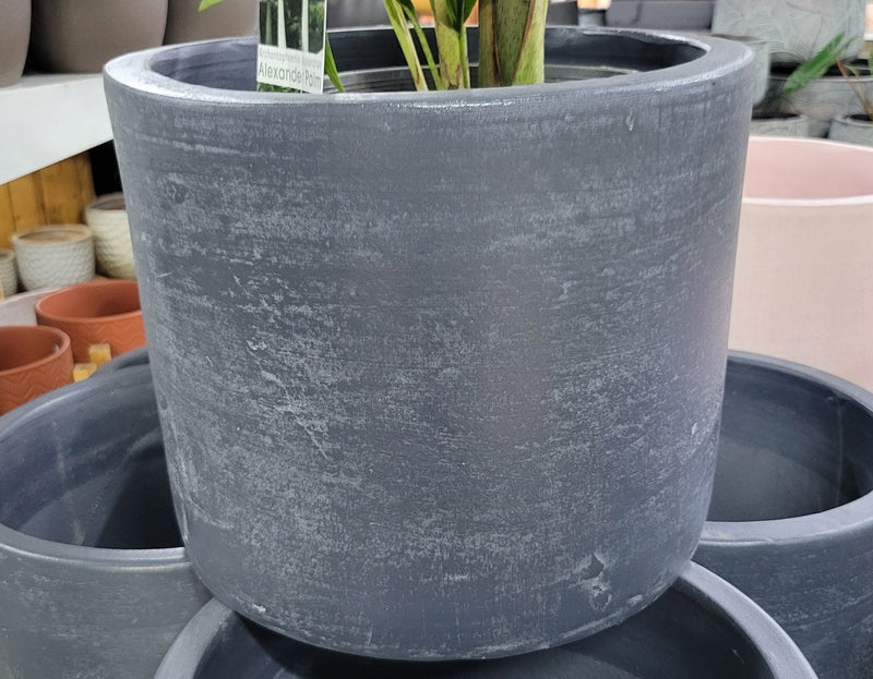 Pastello Cylinder Pot Charcoal