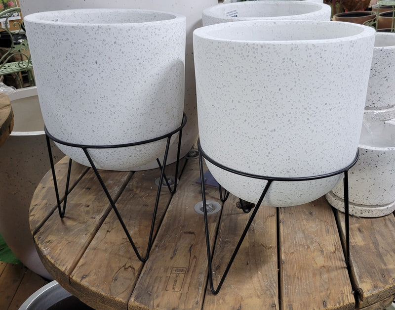 Terrazzo Egg With Stand White