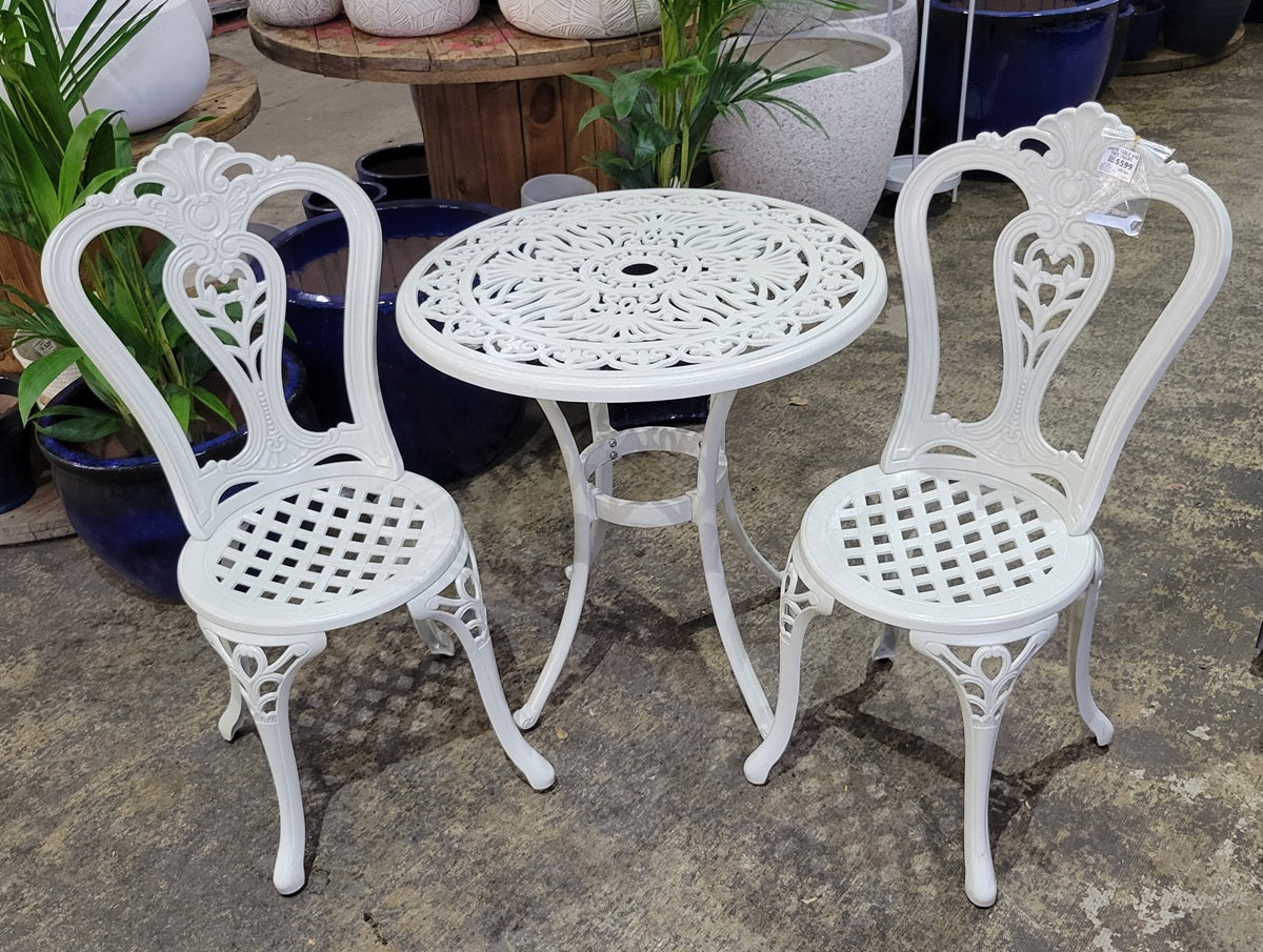 White Table And Two Chairs