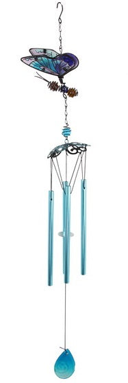 Wind Chime Mosaic Glass Metal Butterfly