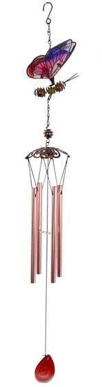 Wind Chime Mosaic Glass Metal Butterfly