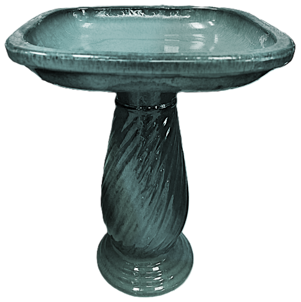 Leni Square Bird Bath - Forest Green