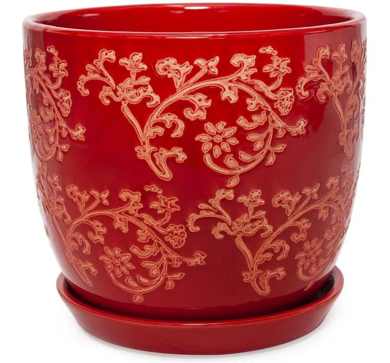 Floral Baroque Red Planter