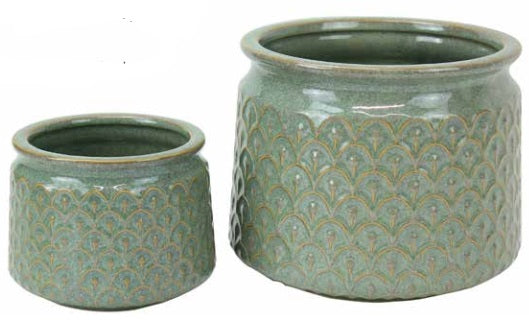 Scallop Pattern Planter Sage Green