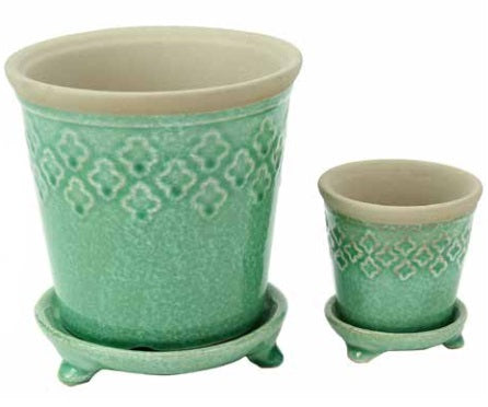 Rim Pot With Saucer Turquoise Club