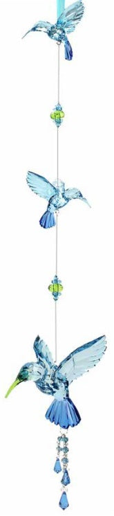 Acrylic Hummingbird Blue Triple Hanger