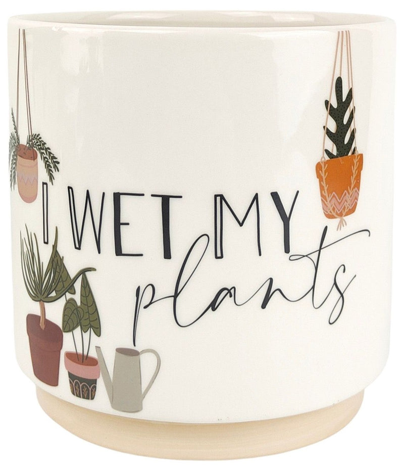 I Wet My Plants Planter Beige Green