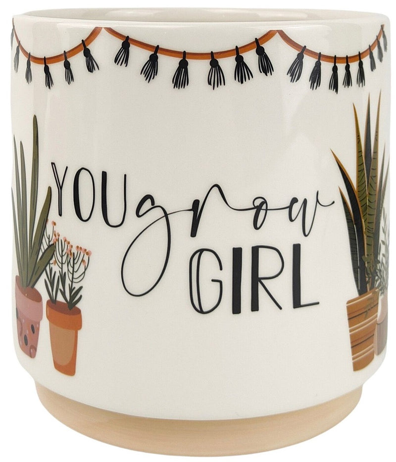 You Grow Girl Planter Beige Green