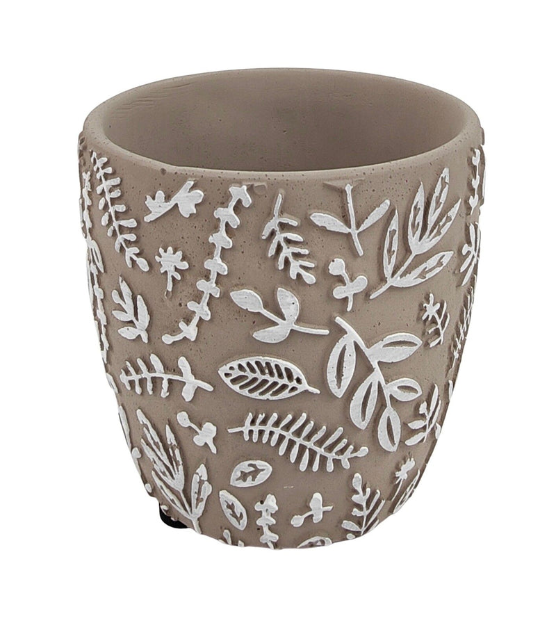 Josie Floral Planter Grey White