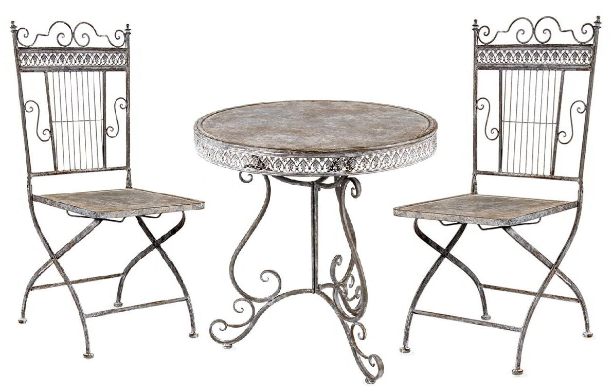 Baroque Round Table and Two Chairs Set