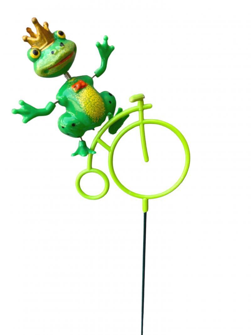 Frog Riding Bike Garden Stake