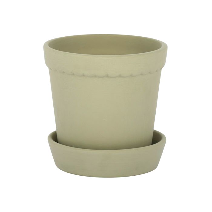 Doiley Ceramic Pot With Saucer