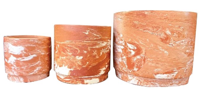 Marbled Terracotta Straight Pot