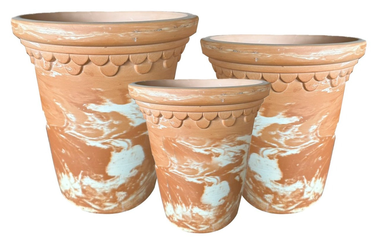 Marbled Terracotta Flared Décor Pot