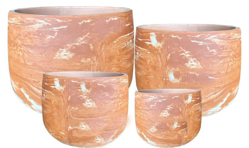 Marbled Terracotta Drum Pot