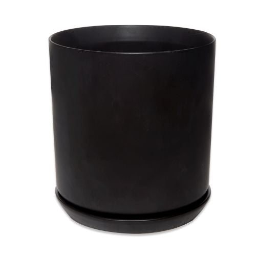 Cylinder Pot With Saucer Black