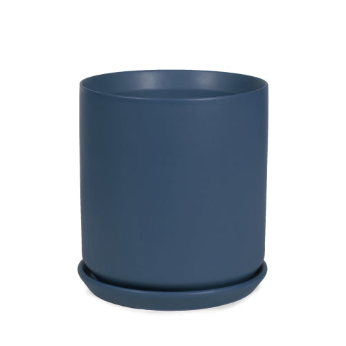 Cylinder Pot With Saucer Dark Blue