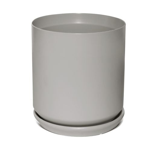 Cylinder Pot With Saucer Grey