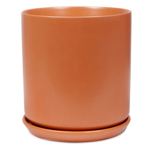 Cylinder Pot With Saucer Terracotta