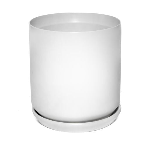 Cylinder Pot With Saucer White