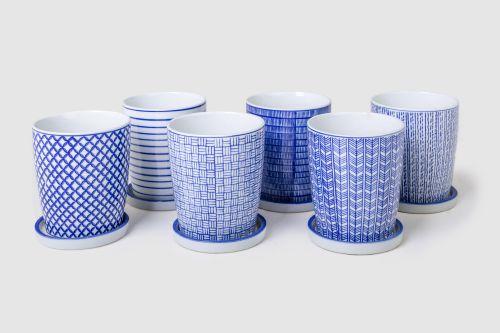 Assorted Blue And White Pot With Saucer
