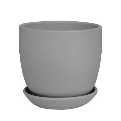 Tulip Pot With Saucer Matt Grey