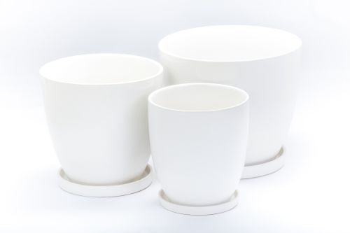 Mega Pot With Saucer Matt White